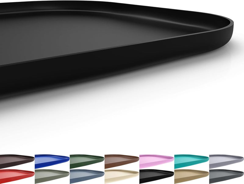 SMILOOL Silicone Pet Feeding Mat with Raised Edge for Food and Water, Dog Bowl Mats, Cat Bowls Placemat with High Lip for Floor Waterproof, Rubber Tray for Cats and Dogs 22 x 14 x0.8 Black - Image 1